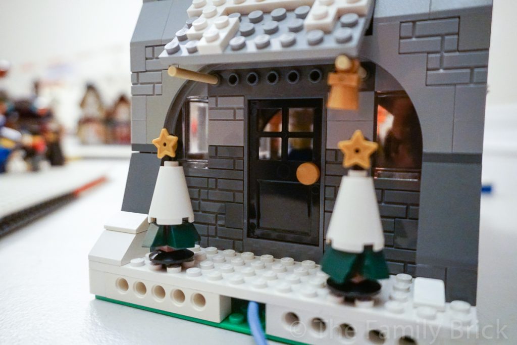 LEGO church build with Harry Potter advent calendar trees