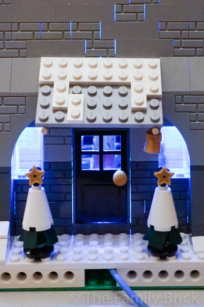 LEGO church build with lights